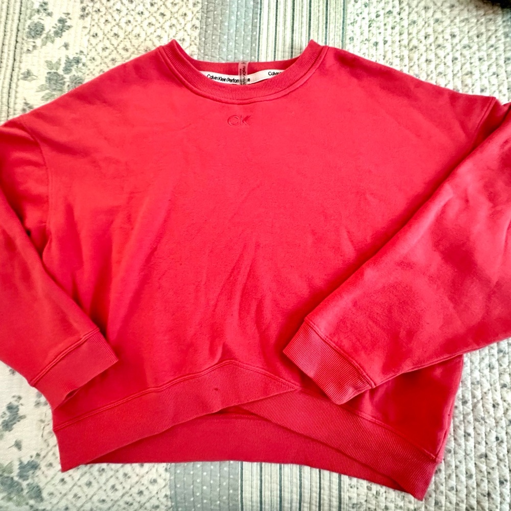 Calvin Klein Vibrant Red Cropped Pullover
